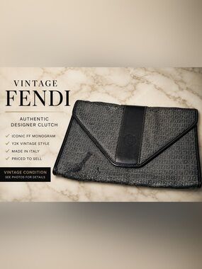 Vintage Fendi Zucca Monogram Envelope Clutch Project Piece